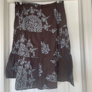 Willi Smith Brown and Aqua Skirt